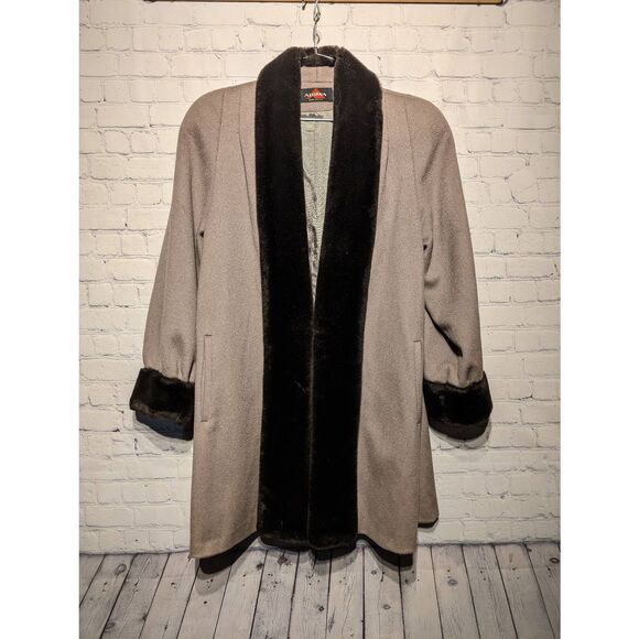 Alorna vintage fur & satin lined wool coat 2x * - Picture 1 of 6